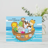Noah's Ark Custom Birthday Kids Einladung (Stehend Vorderseite)