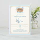 Noah's Ark Erster Geburtstag Einladung (Stehend Vorderseite)