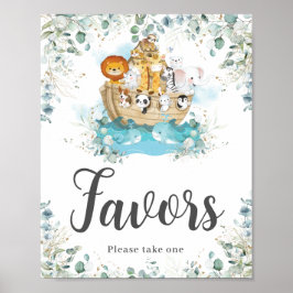 Noah's Ark Eukalyptus Greenery Geburtstagsfavors Poster