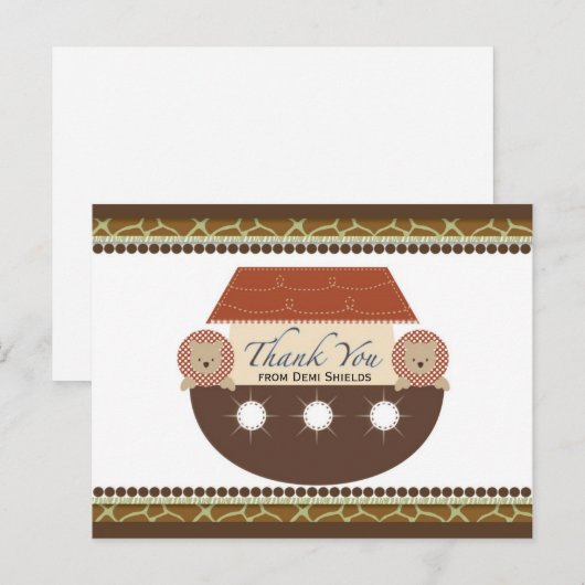 Noah's Ark Flat Danke Karte (Vorne/Hinten)