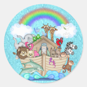 NOAHS ARK FOR BABY SHOWER FAVORS RUNDER AUFKLEBER
