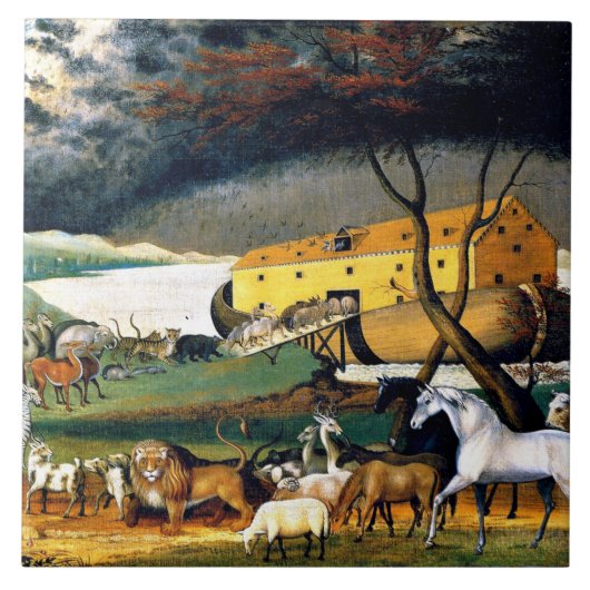 Noah's Ark, Gemälde von Edward Hicks Fliese (Vorderseite)