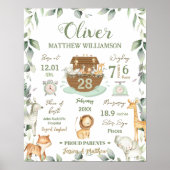 Noah's Ark Greenery Baby Birth Stats Kinderzimmer Poster (Vorne)