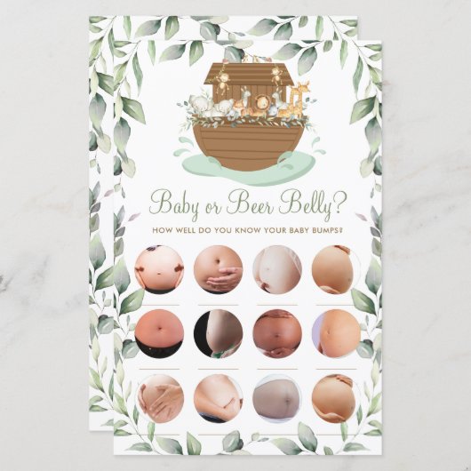 Noah's Ark Greenery Baby oder Bierbauch Game (Vorne/Hinten)