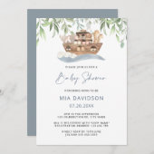 Noah's Ark Greenery Baby Shower Einladung (Vorne/Hinten)