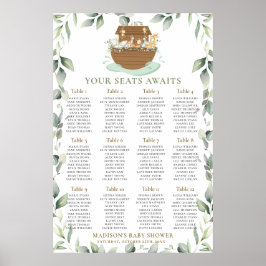 Noah's Ark Greenery Baby Shower Seating Chart Poster