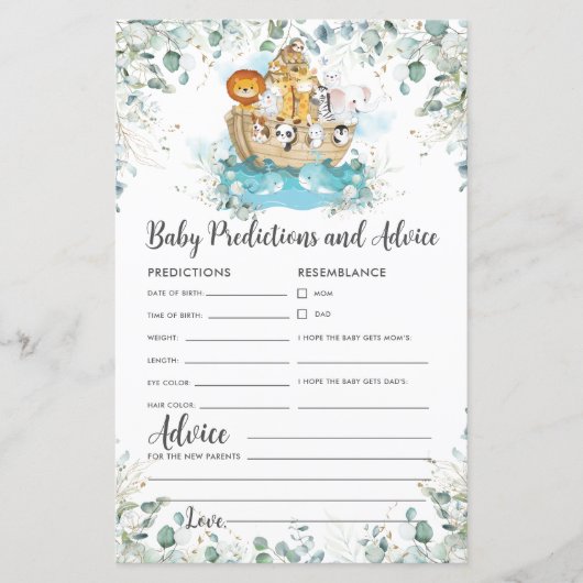 Noah's Ark Greenery Baby Vorhersagen & Ratschläge (Vorderseite)