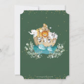 Noah's Ark Greenery Niedlicher Tiere Twins Baby Sh Einladung (Rückseite)