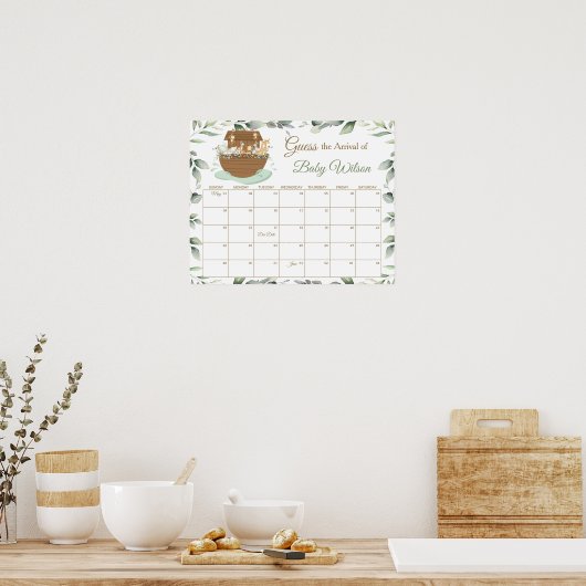 Noah's Ark Greenery rät Baby's Due Date Game Poster (Küche)