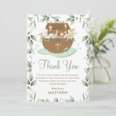 Noahs Ark Greenery-Taufe weiht Neutral Dankeskarte (Stehend Vorderseite)