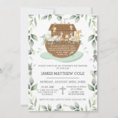 Noahs Ark Greenery-Taufe weiht neutral in Einladung (Vorderseite)