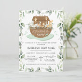 Noahs Ark Greenery-Taufe weiht neutral in Einladung (Stehend Vorderseite)