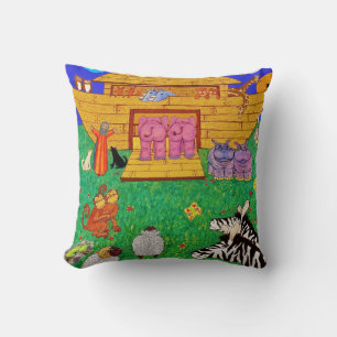 Noah's Ark Illustration Rainbow Funny Elephant Kissen