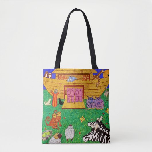 Noah's Ark Illustration Rainbow Funny Elephant Tasche (Vorderseite)
