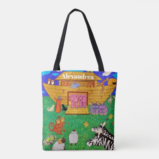 Noah's Ark Illustration Rainbow Funny Elephant Tasche (Rückseite)