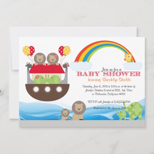 Noah's Ark Invitation - Babydusche Einladung (Vorderseite)