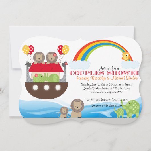 Noah's Ark Invitation - Paare Babydusche Einladung (Vorderseite)