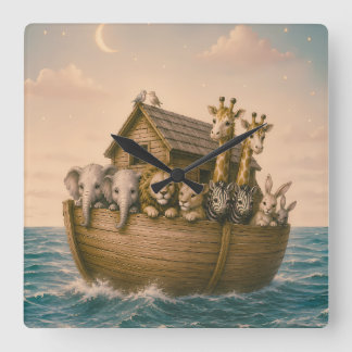 Noah's Ark Islamischer Kindergarten Quadratische Wanduhr