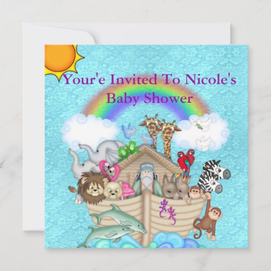 NOAHS ARK Kinderdusche Einladung (Vorderseite)
