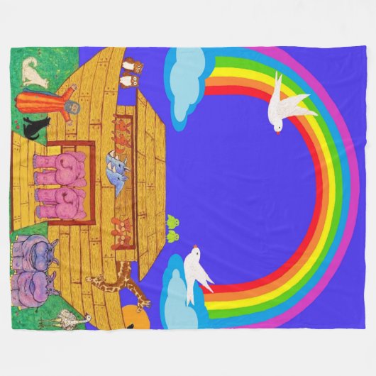 Noah's Ark , Kinderzimmer / Kinder Rainbow Ark Bla Fleecedecke (Vorderseite (Horizontal))