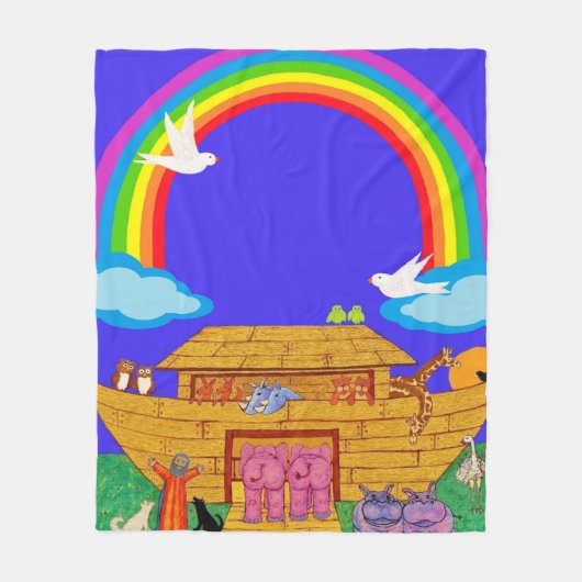 Noah's Ark , Kinderzimmer / Kinder Rainbow Ark Bla Fleecedecke (Vorderseite)