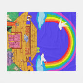 Noah's Ark , Kinderzimmer / Kinder Rainbow Ark Bla Fleecedecke (Vorderseite (Horizontal))