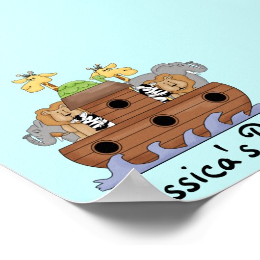 Noah's Ark Kinderzimmer Name Print Poster (Ecke)
