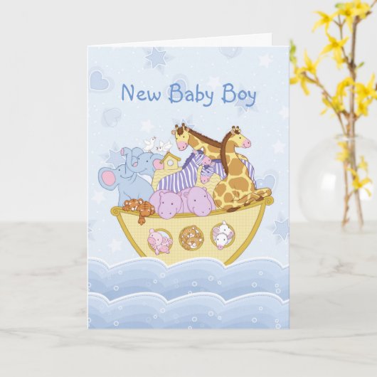 Noah's Ark New Baby Boy Card Karte (Gelbe Blume)