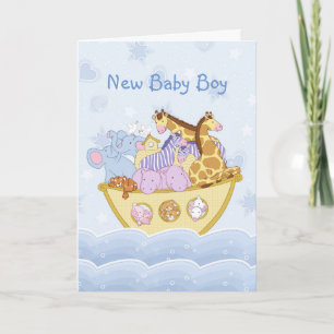 Noah's Ark New Baby Boy Card Karte