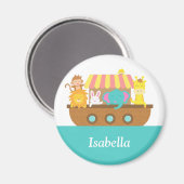 Noahs Ark Niedlicher Tiere auf Booten Kinder Perso Magnet (Vorderseite/Rückseite)