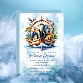 Noah's Ark Niedlicher Tiere Blue Boy Baby Shower Einladung