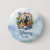 Noah's Ark Niedlicher Tiere Blue Boy Mommy zu sein Button (Vorderseite)