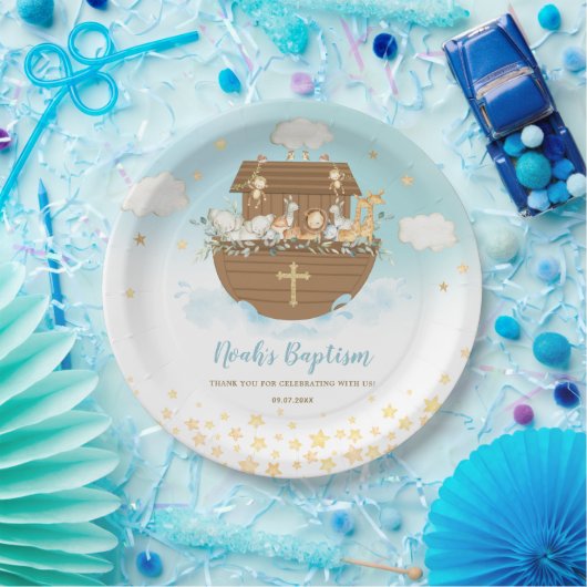 Noah's Ark Niedlicher Tiere Boy Baptism Christenin Pappteller (Party)