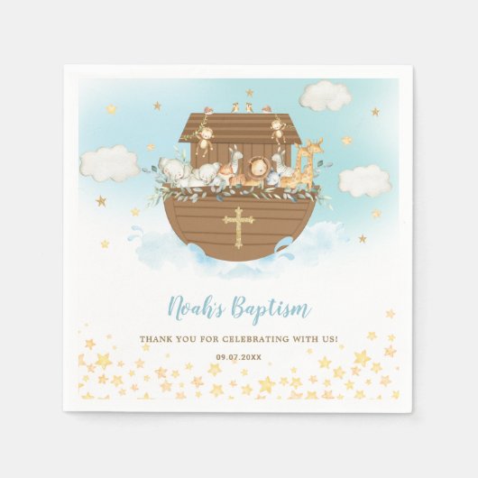 Noah's Ark Niedlicher Tiere Boy Baptism Christenin Serviette (Vorderseite)