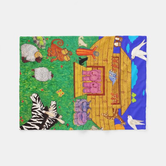 Noah's Ark: Noah's Floating Zoo: Kinderzimmer-Kind Fleecedecke (Vorderseite (Horizontal))