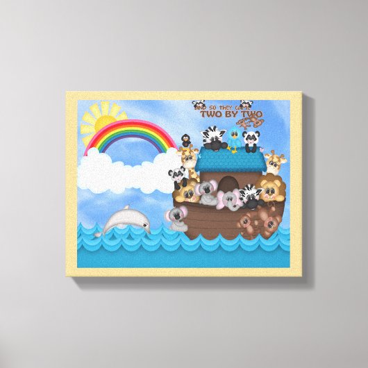 Noahs Ark of Animals Two by Two Bible Große Flut Leinwanddruck (Vorderseite)