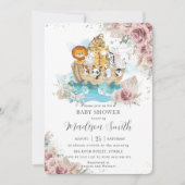 Noah's Ark Pampas Grass Blush Floral Baby Dusche Einladung (Vorderseite)