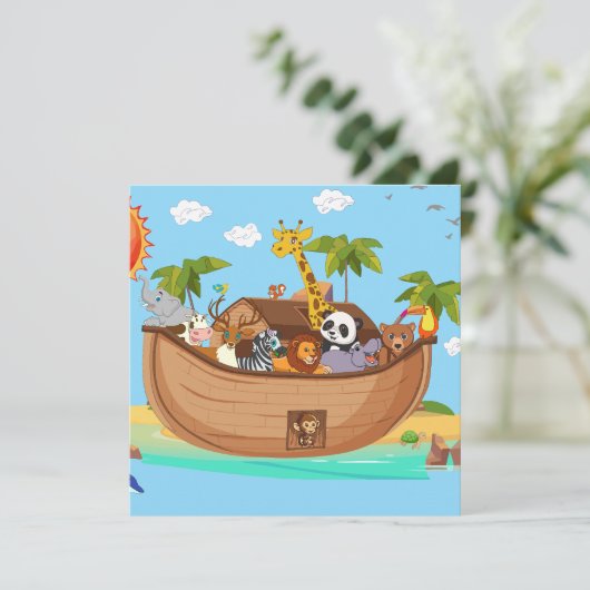Noah's Ark Personalize Custom Einladung (Stehend Vorderseite)