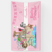 Noah's Ark Pink Baby Dusche Banner (Vertikal)