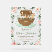Noah's Ark Pink Floral Dedications Christening Acrylschild (Vorderseite)