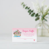 Noah's Ark Pink Girls Diaper Raffle Begleitkarte (Stehend Vorderseite)