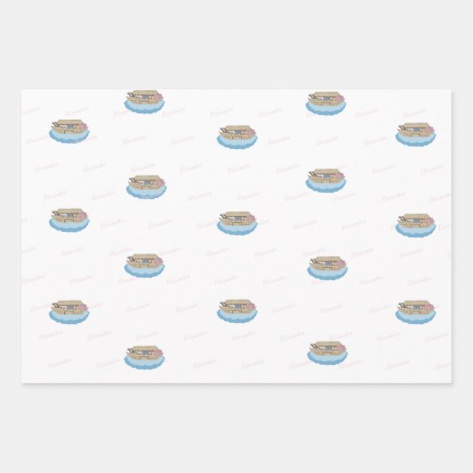 Noah's Ark Pink Script Girl Baby Shower Geschenkpapier Set (Vorderseite)