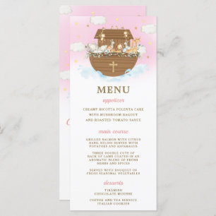 Noah's Ark Pink Taufe Geburtstag Baby Shower Menü Programm
