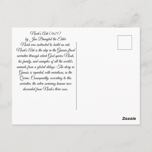 Noah's Ark Postkarte (Rückseite)