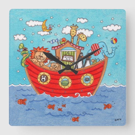 Noah's Ark Quadratische Wanduhr (Vorderseite)