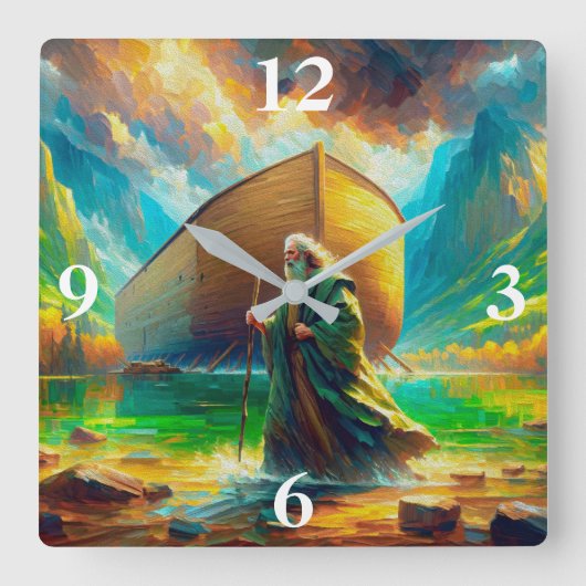 Noah's Ark Quadratische Wanduhr (Vorderseite)