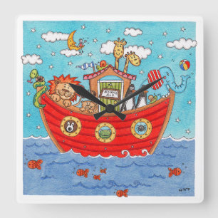 Noah's Ark Quadratische Wanduhr