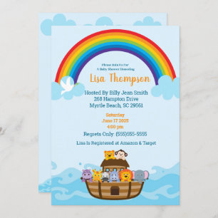 Noah's Ark Rainbow Baby Shower Einladung