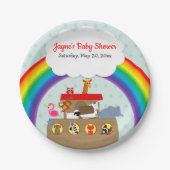 Noah's Ark Rainbow Baby Shower Pappteller (Vorderseite)