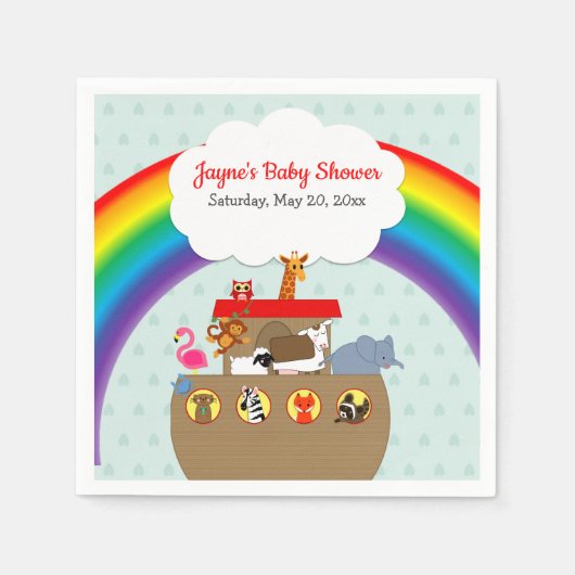 Noah's Ark Rainbow Baby Shower Serviette (Vorderseite)